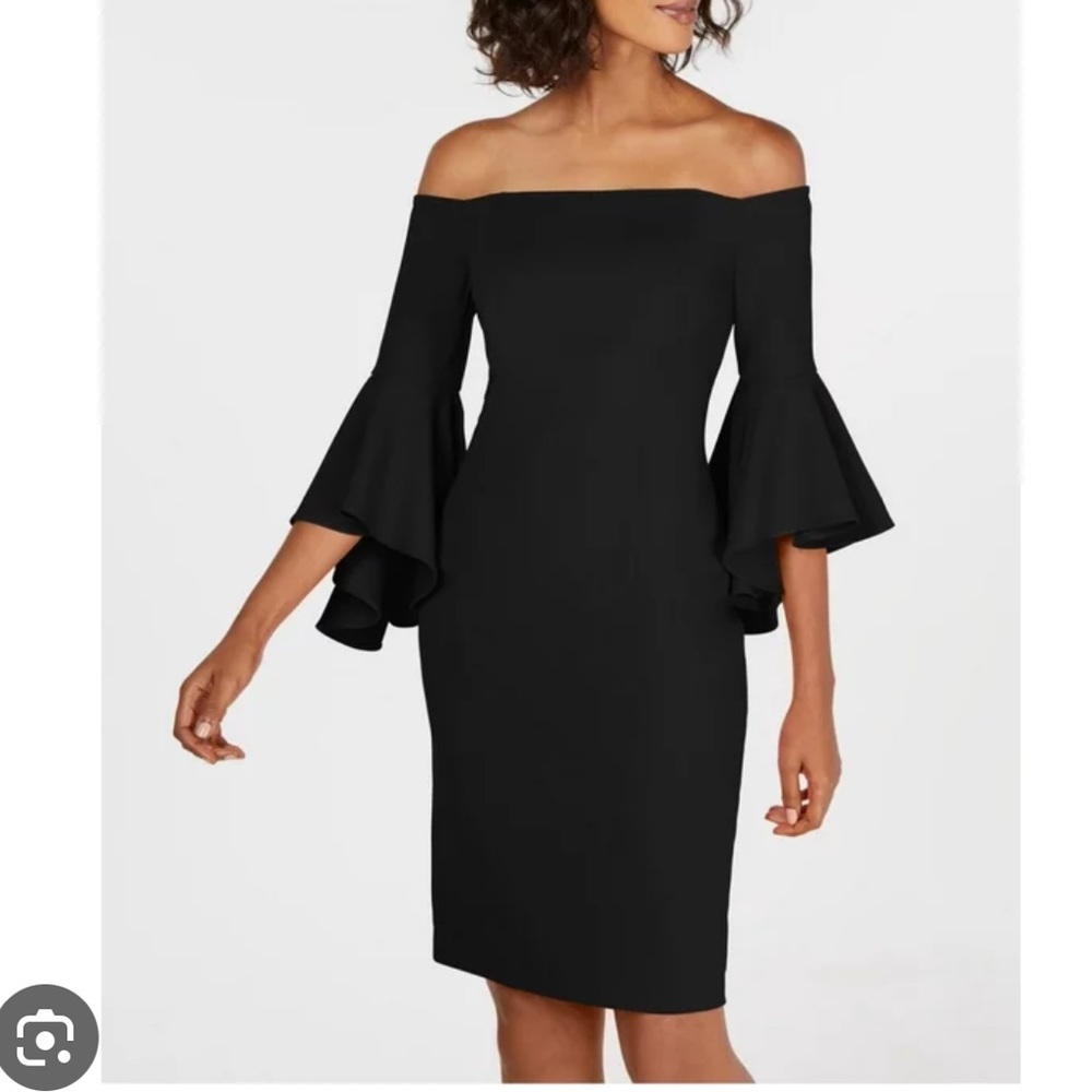 Calvin Klein off the shoulder evening dress